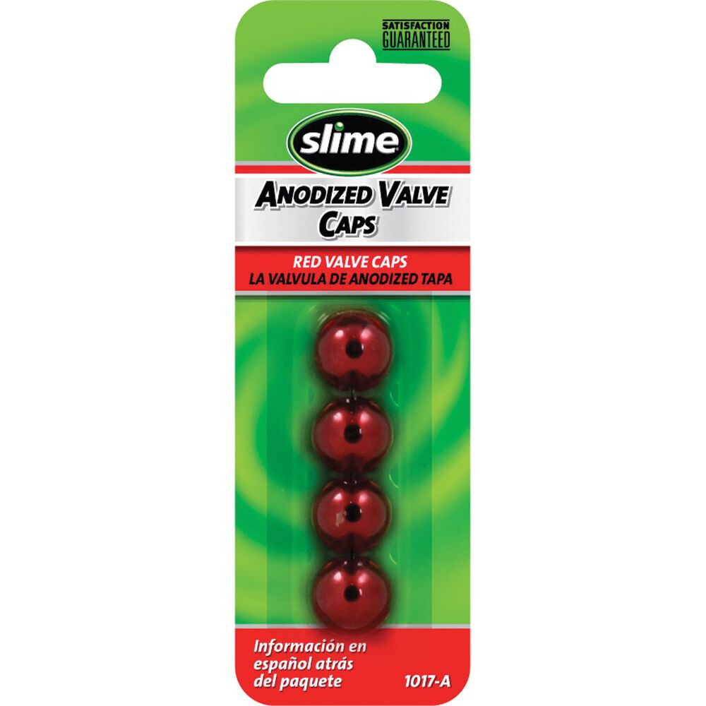 Slime® Anodized Aluminium Valve Caps (Red)