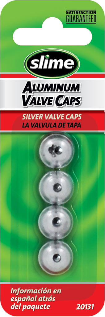 Slime® Anodized Aluminium Valve Caps (Silver)