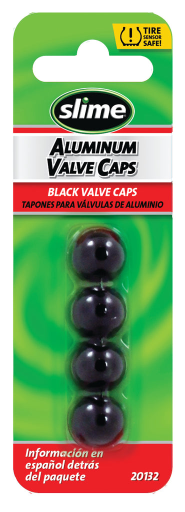 Slime® Anodized Aluminium Valve Caps (Black)