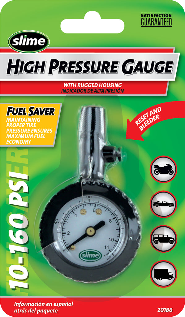 Slime® High Pressure Dial Tyre Gauge (10-160 psi)